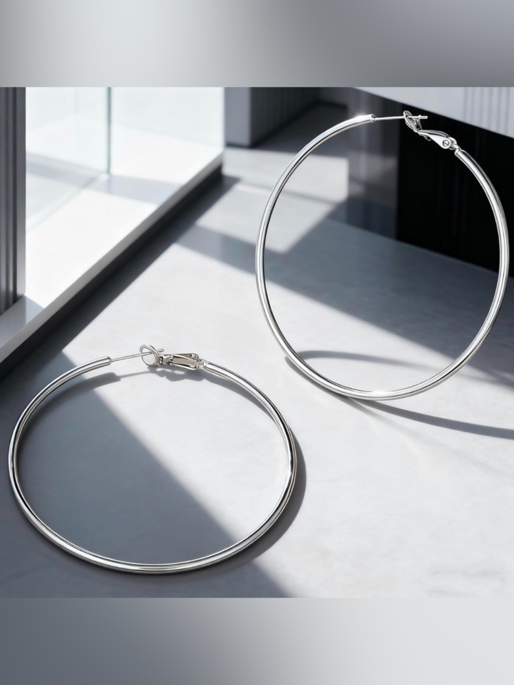 ⭐️FINAL PRICE 40MM Stainless Steel Classic Hoop Earrings - 40MM - Picture 7 of 10